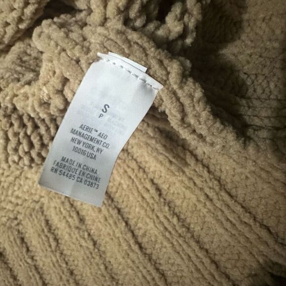 Aerie Womens Brown Woven Oversized Soft Sweater V Neck Size Small - Picture 5 of 8